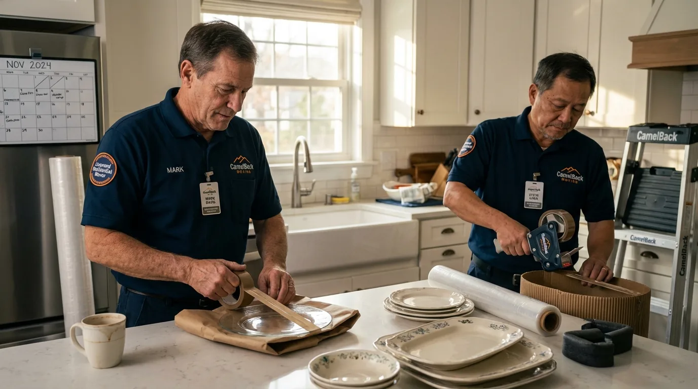 Professional crew packing kitchen dishware in Fordyce, AR